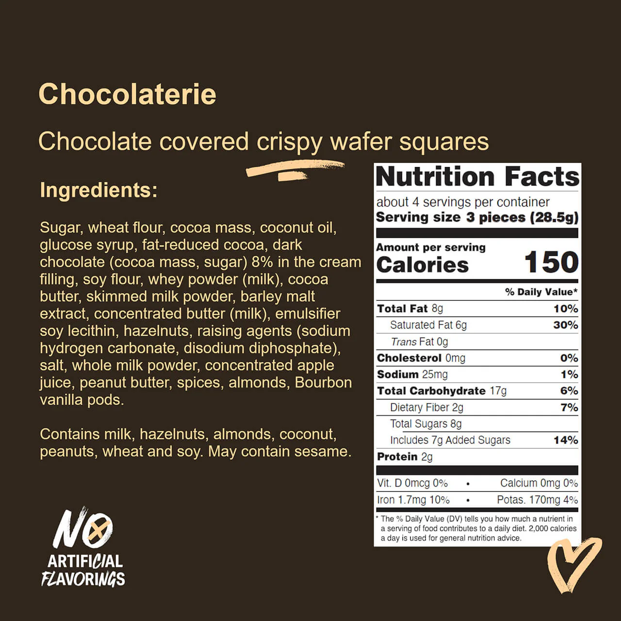 Chocolaterie Dark Chocolate, Chocolate Covered Wafer Squares, 12-ct. Bag - Image 4