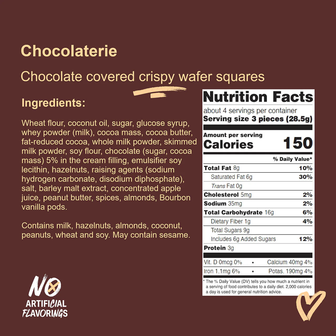 Chocolaterie Milk Chocolate, Chocolate Covered Wafer Squares, 12-ct. Bag - Image 4
