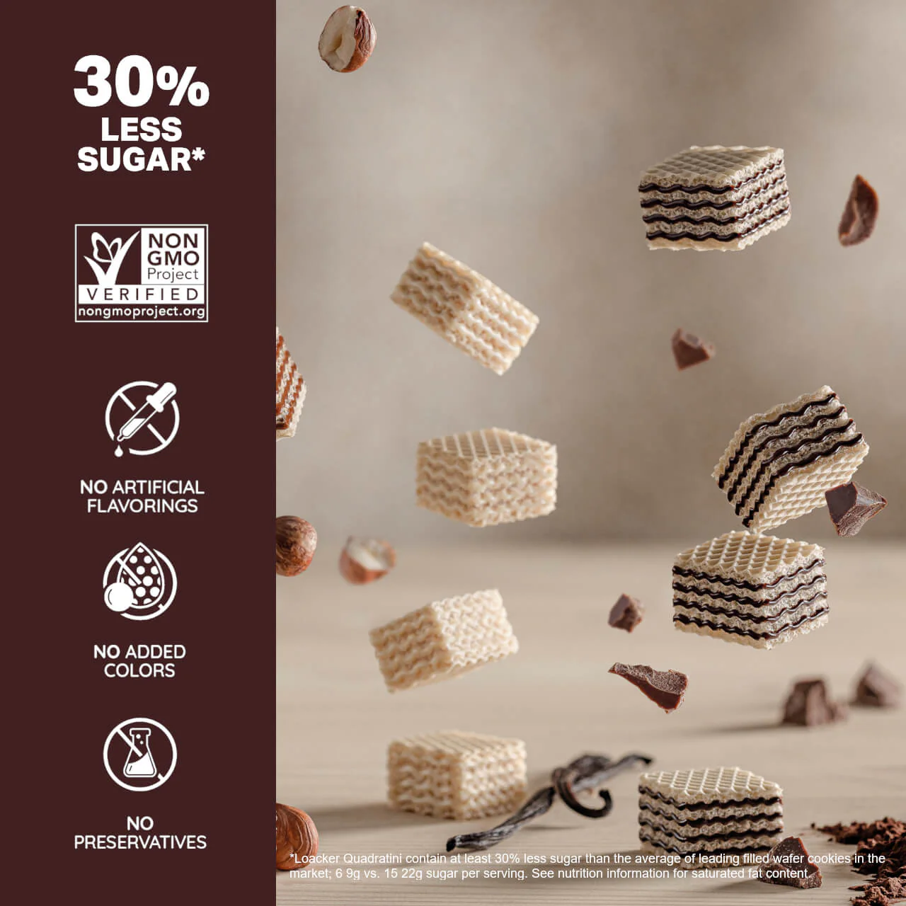 Quadratini Cocoa & Milk, Creme-Filled Wafer Cookies, 8.82 oz. Bag - Image 3