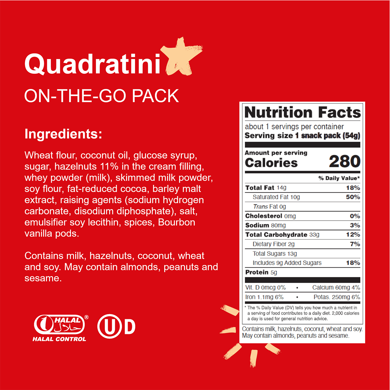 Quadratini Hazelnut Bite-Size Wafer Cookies, On-the-Go Pack, 1.90 oz., Box of 12 (Wholesale) - Image 4