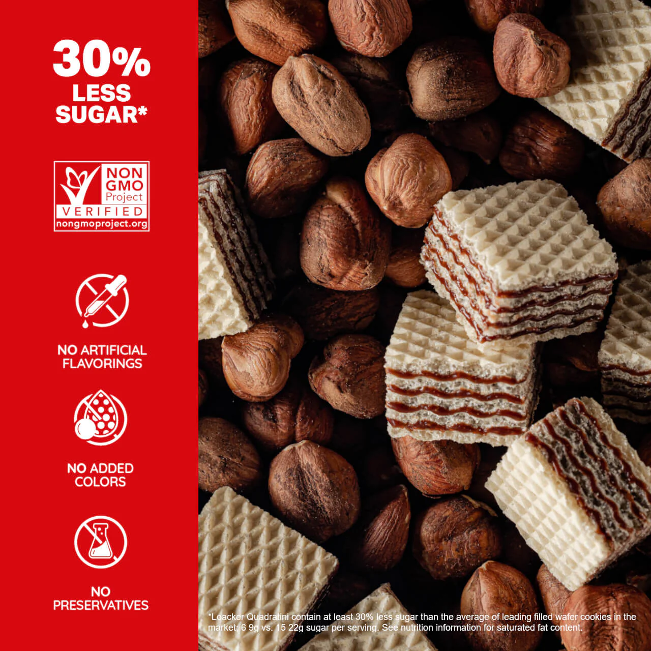 Quadratini Hazelnut, Creme-Filled Wafer Cookies, 8.82 oz. Bag - Image 3