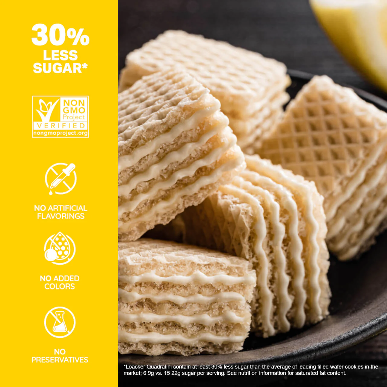 Quadratini Lemon, Crème-Filled Wafer Cookies, 8.82 oz. Bag - Image 3