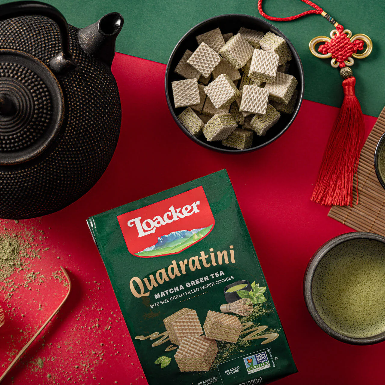 Quadratini Matcha Green Tea, Creme-Filled Wafer Cookies, 7.76 oz. Bag - Image 7