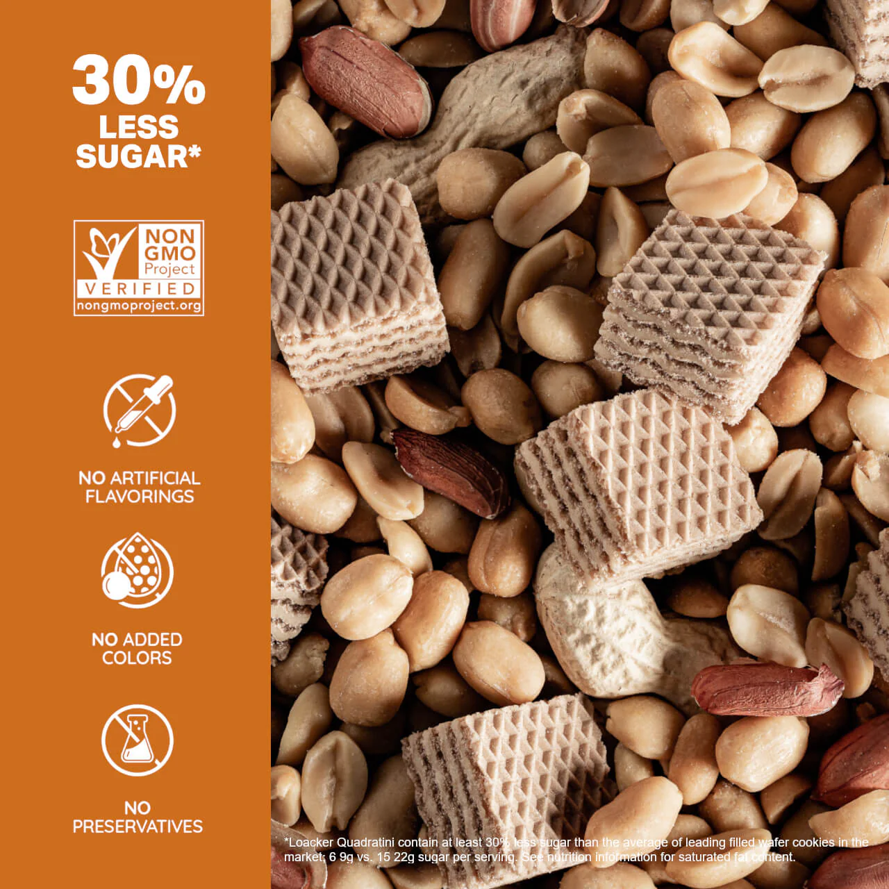 Quadratini Peanut Butter, Creme-Filled Wafer Cookies, 8.82 oz. Bag - Image 3